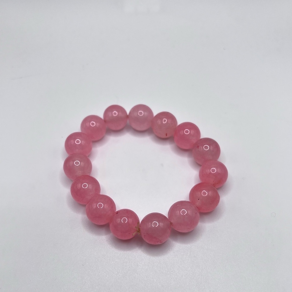 Natural Rose Quartz Beaded Stretch Bracelet Pink Crystal